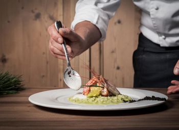 Shrimp risotto, finely plated