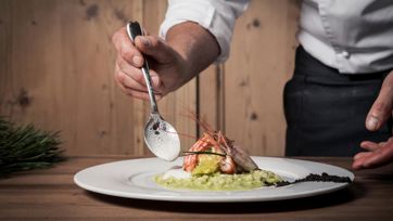 Risotto ai gamberi, finemente impiattato