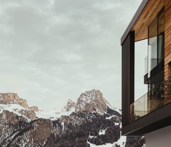 Hotel Granvara und derAusblick auf die Dolomiten