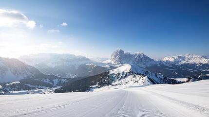 Perfectly groomed ski slope