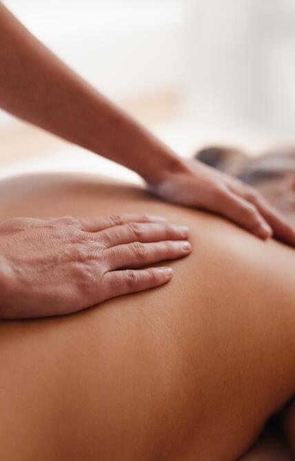 A woman receives a massage