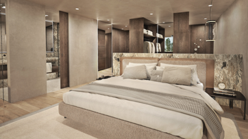 Una della camere da letto matrimoniale nel GRANVARA® Chalet Dolomites