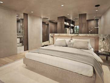 Una della camere da letto matrimoniale nel GRANVARA® Chalet Dolomites