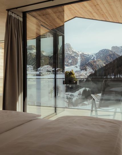 Ausblick vom Chalet Dolomites auf die Dolomiten
